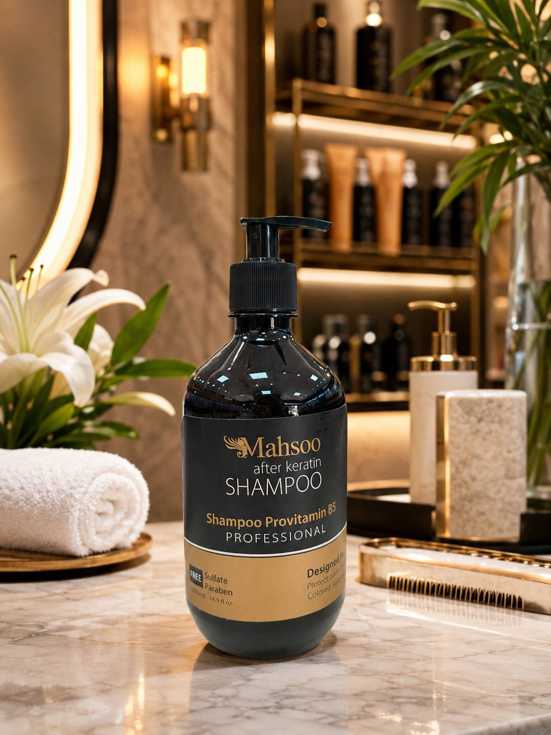 شامپو مو ماه سو مدل keratin حجم 500 میلی لیتر
