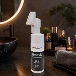 فوم شستشو ویتالیر مدل Timevit مناسب انواع پوست حجم 150 میلی لیتر